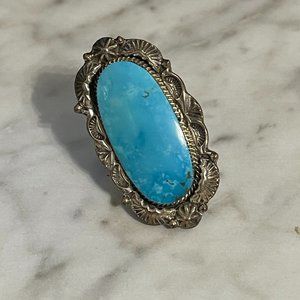 Large Turquoise Silver Ring